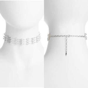 Nadri Imitation pearl choker in silver